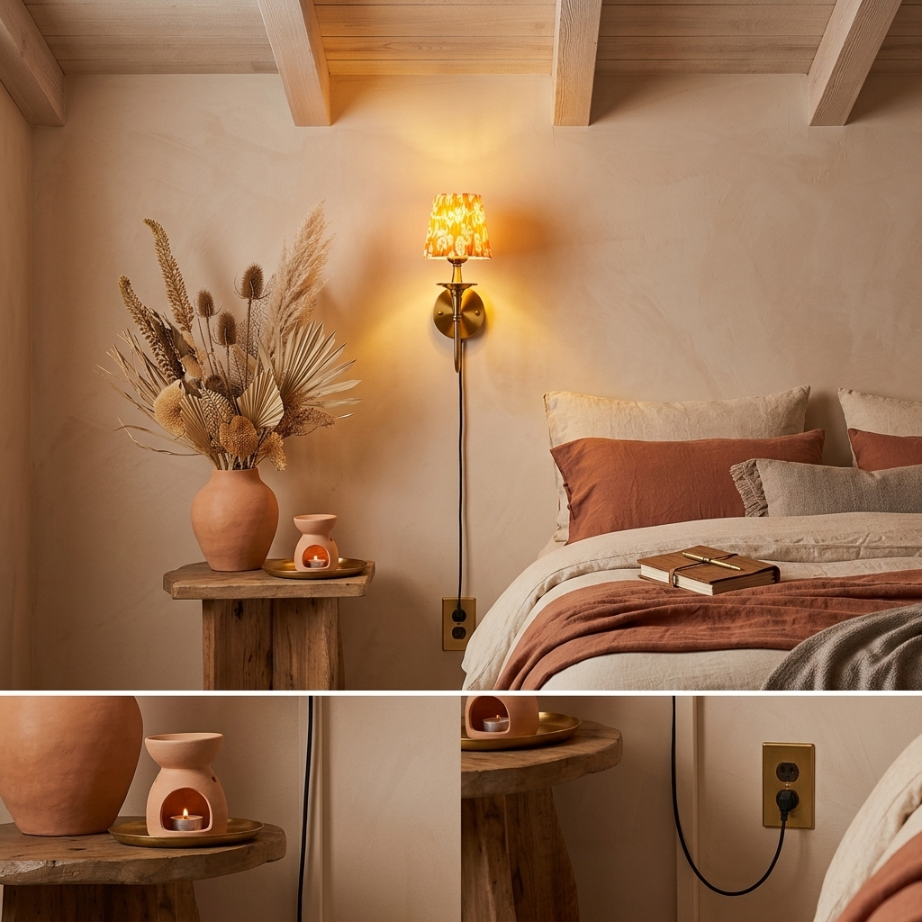 Soluné Plug‑In Wall Sconce – Warm Ambient Lighting (Pleated & Floral Shades)