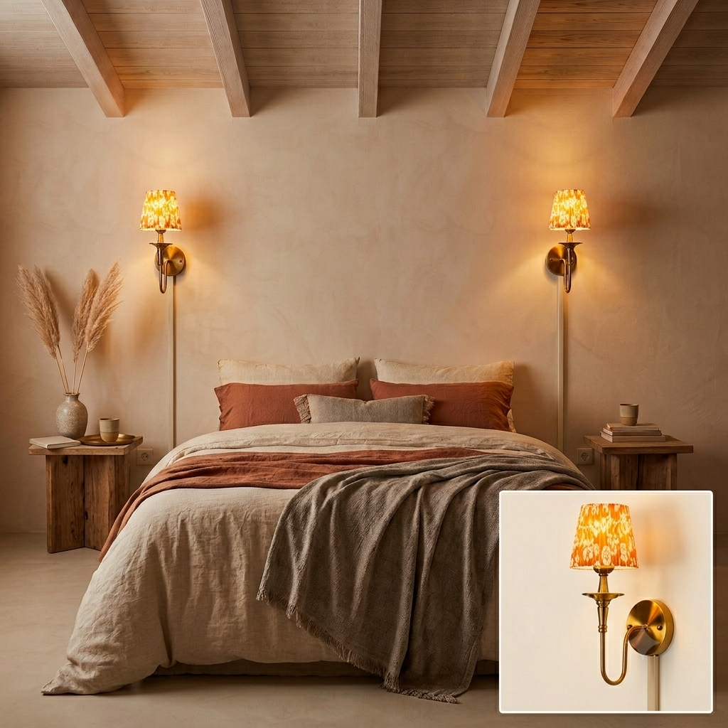 Soluné Plug‑In Wall Sconce – Warm Ambient Lighting (Pleated & Floral Shades)