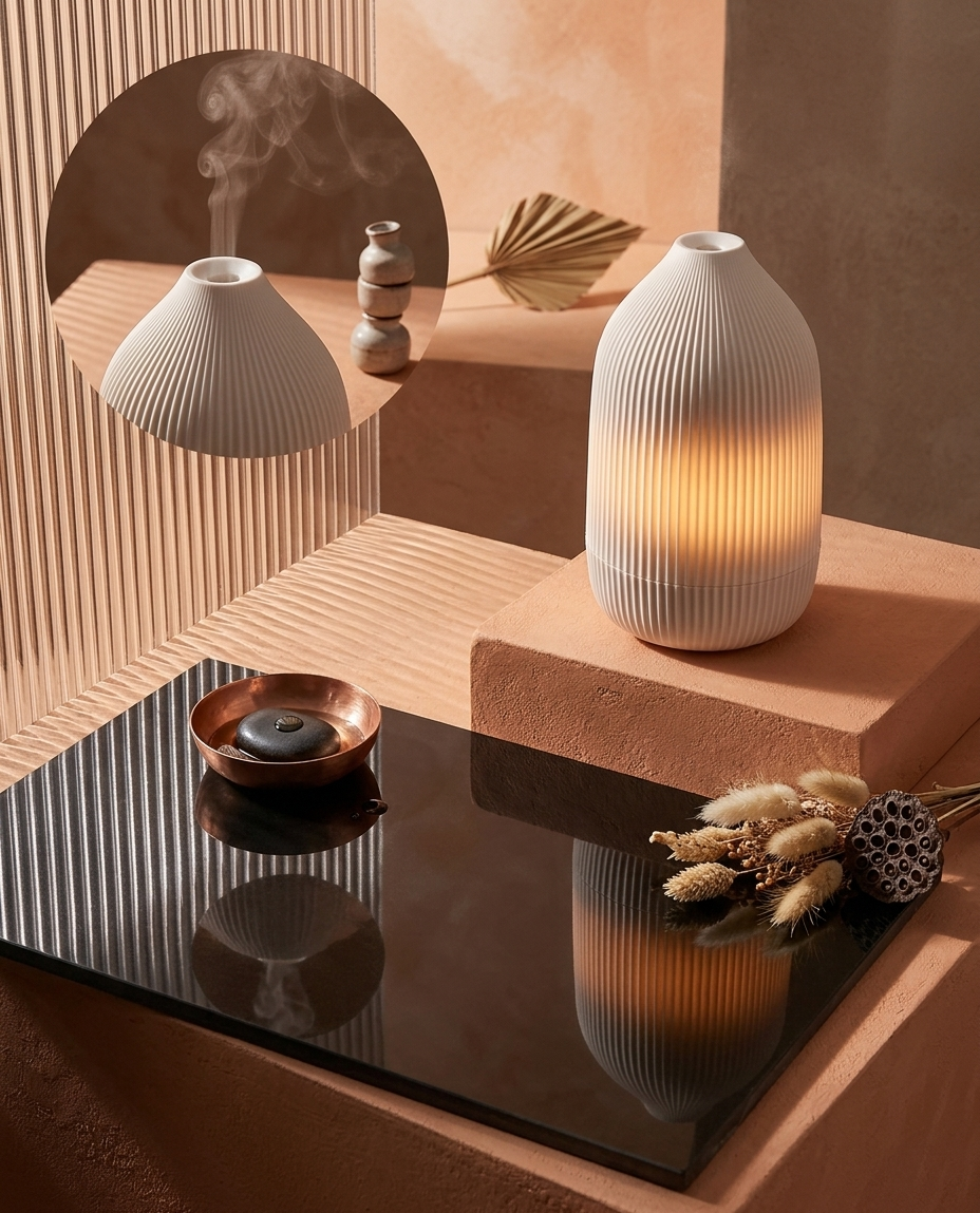 Ribbed Ultrasonic Aroma Diffuser – Warm Glow Edition