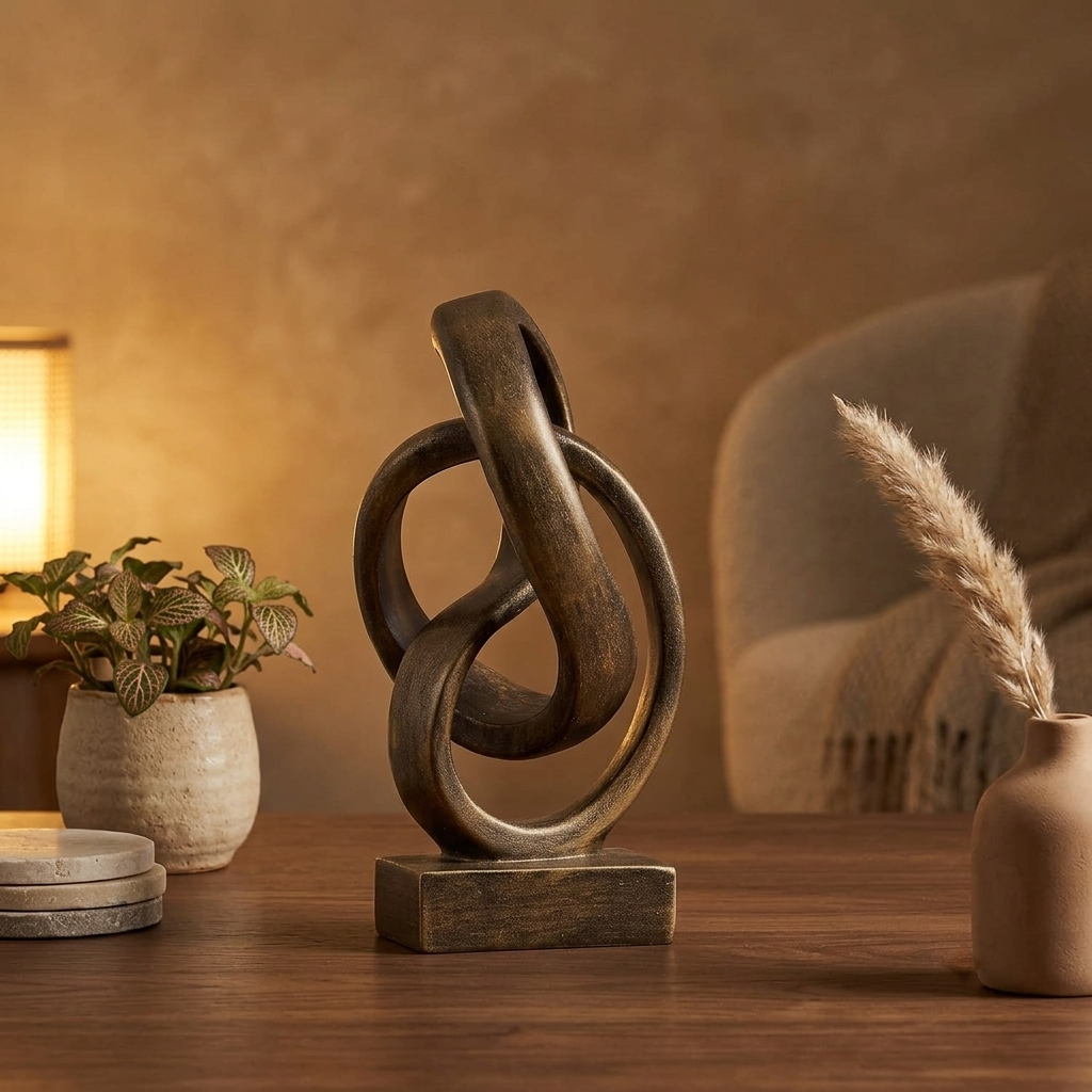 Abstract Bronze Knot Sculpture