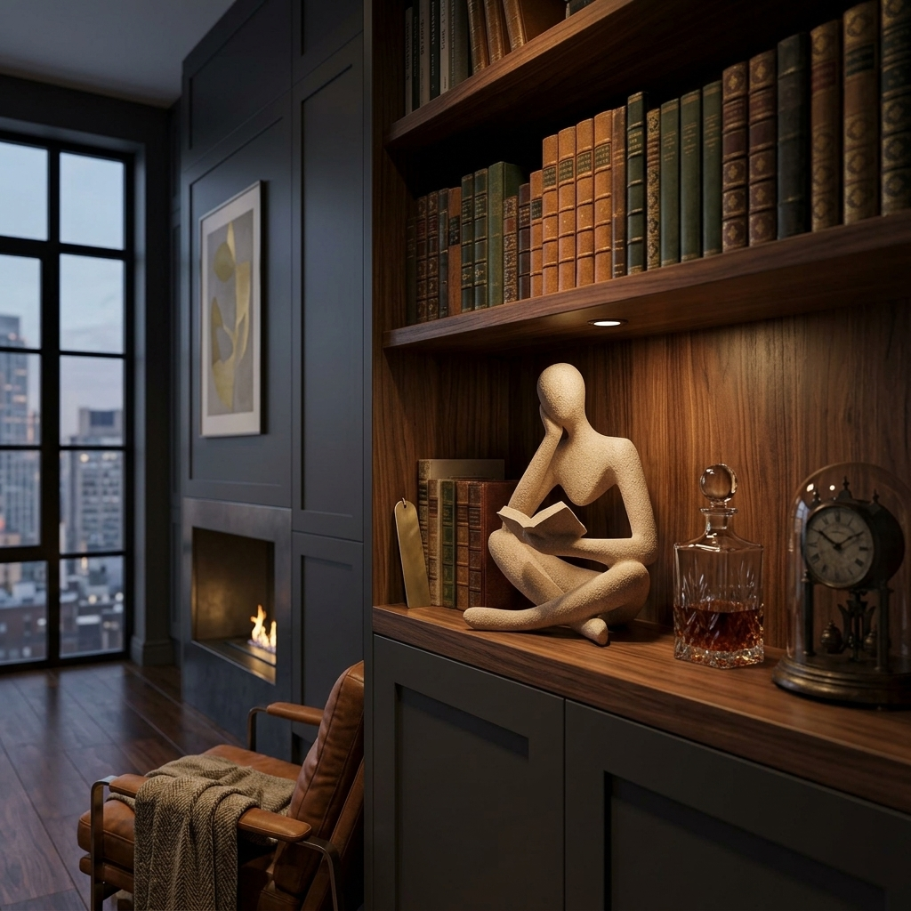 Sandstone Reading Woman Sculpture — A Quiet Moment of Modern Elegance