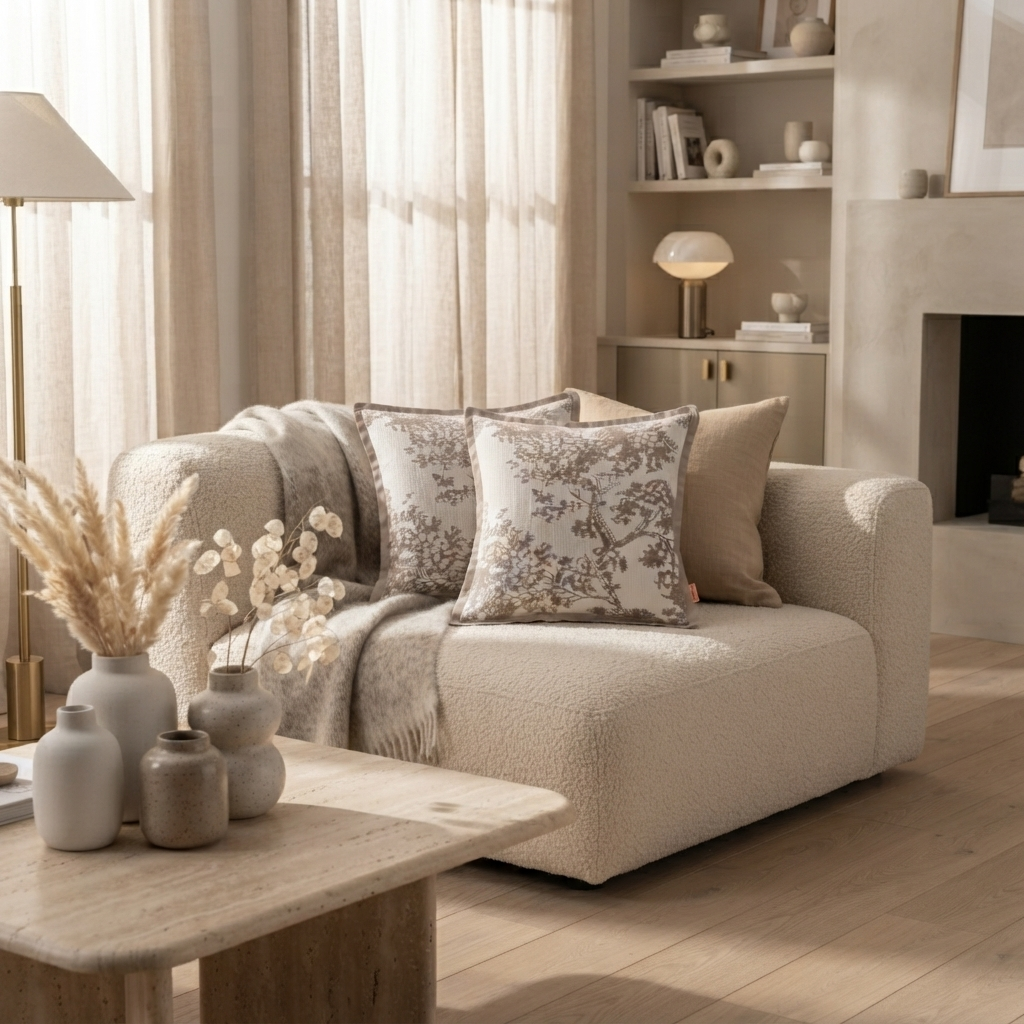 Botanical Embroidered Cushion Cover – Soluné Natural Edition